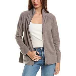 Forte Cashmere Zip Mock Grey Cashmere Cardigan Sz S
